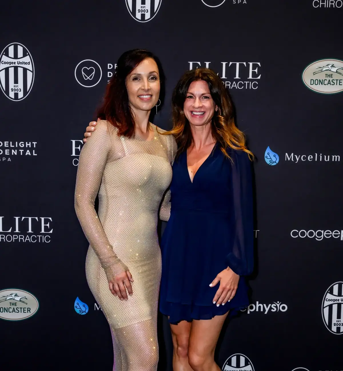 Coogee United FC Awards Night with sponsors backdrop