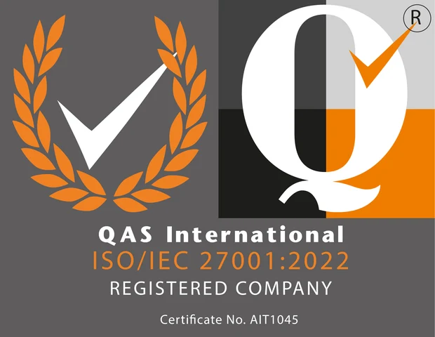 QAS International ISO/IEC 27001:2022 registered company certification mark for Mycelium 365, certificate number AIT1045